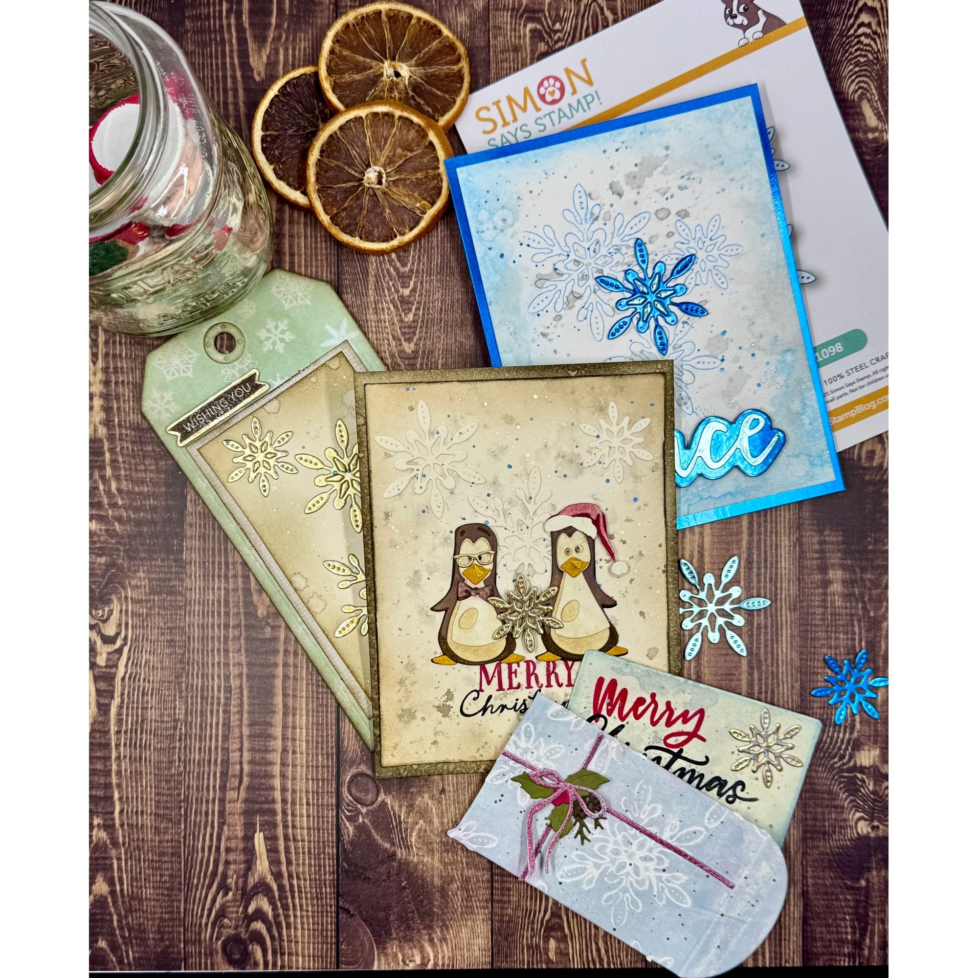 Simon Says Stamp Splendid Snowflakes Wafer Dies s1098 DieCember Christmas Cards and Tags