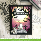 Lawn Fawn Set Wolf Before 'n Afters Clear Stamps and Dies Full moon background spooky forest