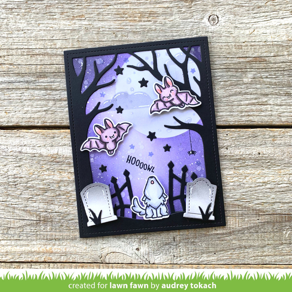 Lawn Fawn Spooky Forest Backdrop Die lf3261 wolf scene