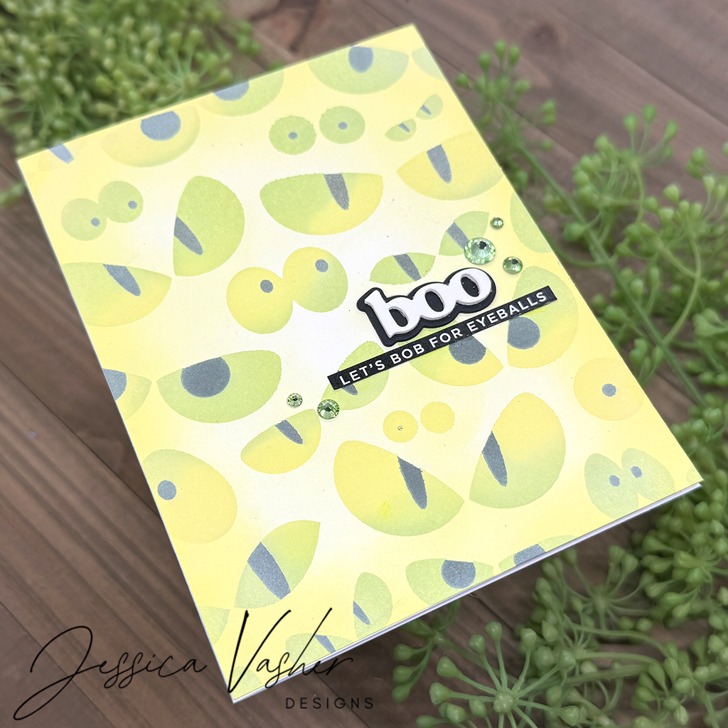 Simon Says Stamp Stencils Spooky Eyes 1095st STAMPtember Halloween Card