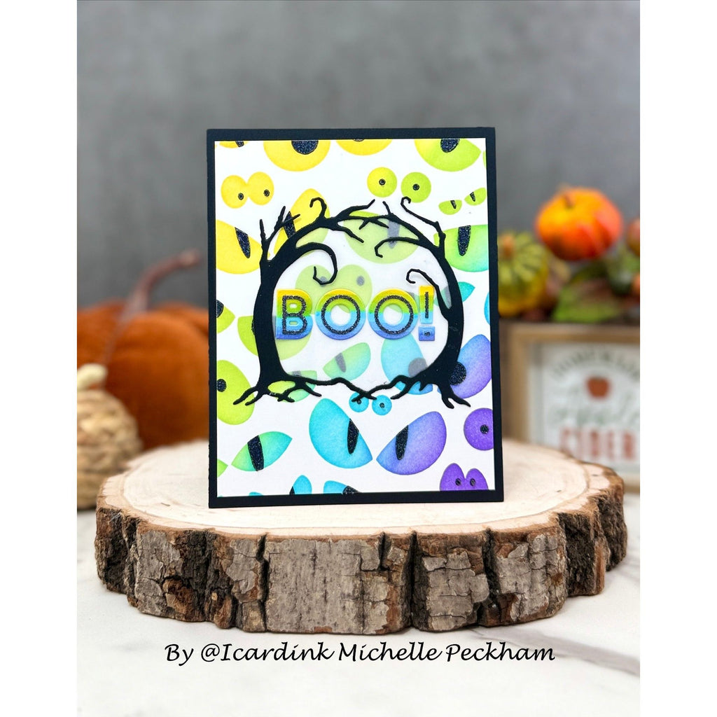 Simon Says Stamp Stencils Spooky Eyes 1095st STAMPtember Halloween Card