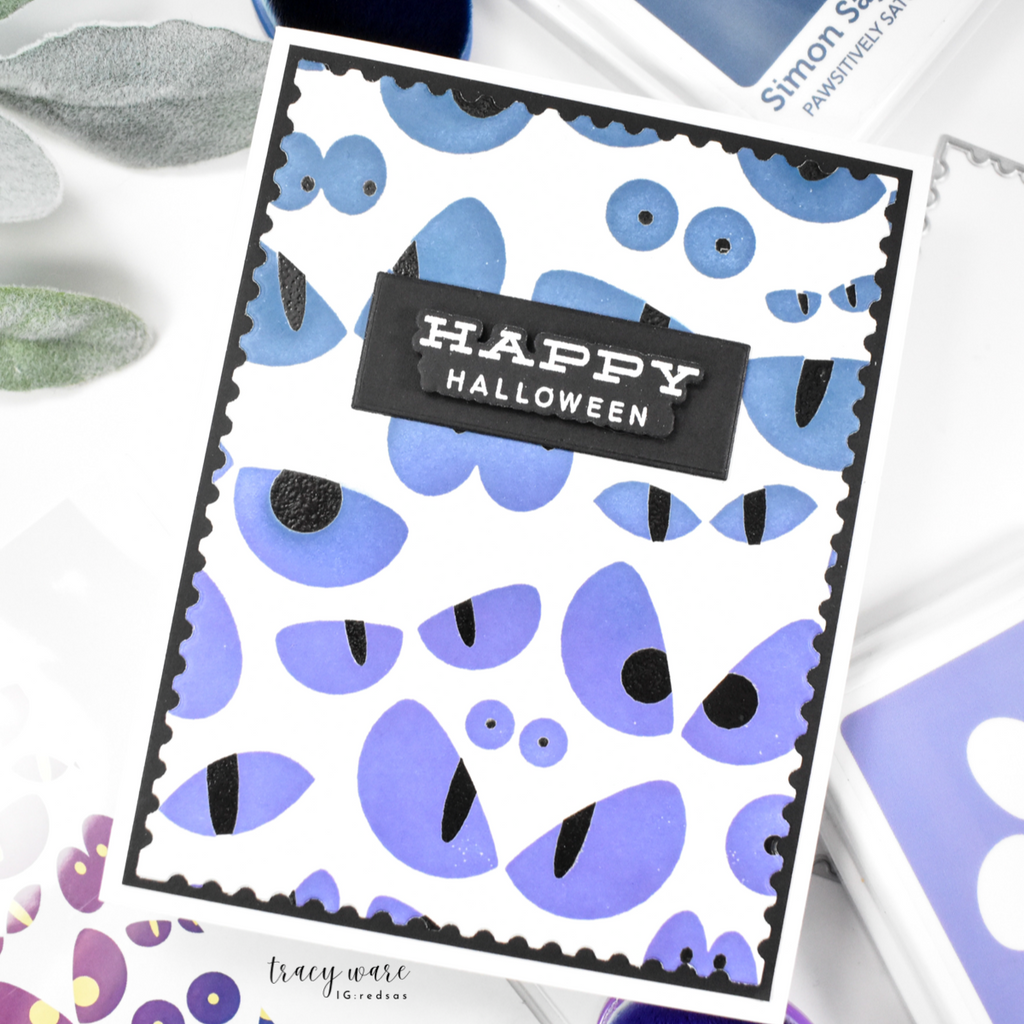 Simon Says Stamp Stencils Spooky Eyes 1095st STAMPtember Halloween Card