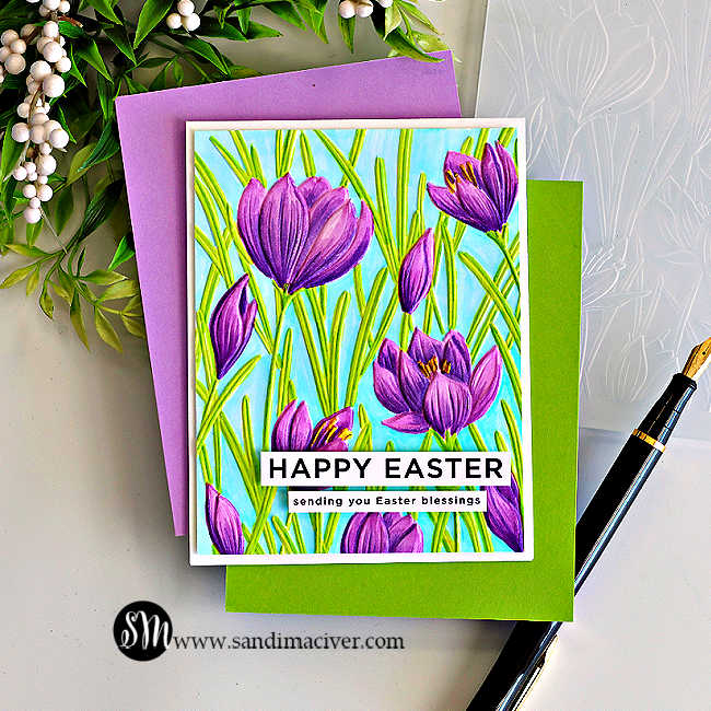 Simon Says Stamp Embossing Folder Crocus Field sf607 Beautiful Moments Easter Card | color-code:ALT07