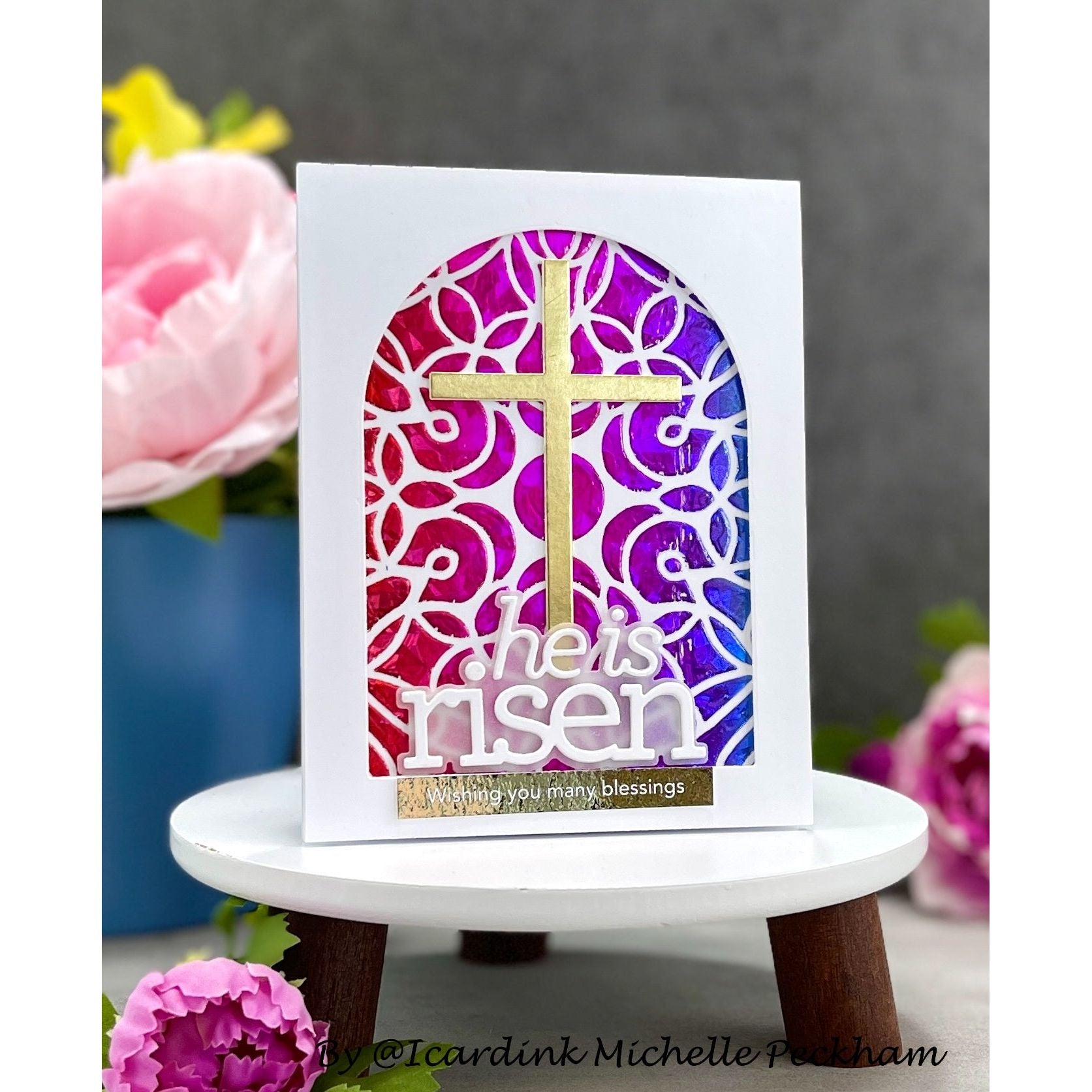 Simon Says Stamp Stencil Spring Floral Mandala 1014st Splendor Easter Card