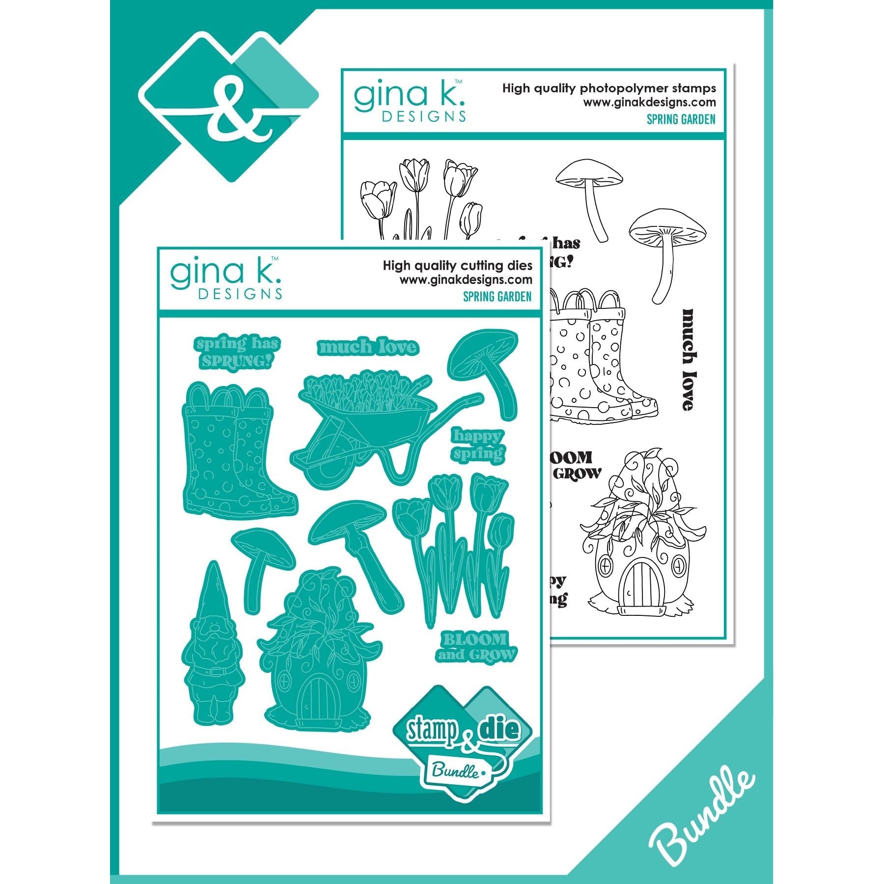Gina K Designs Spring Garden Clear Stamp and Die Bundle die0397