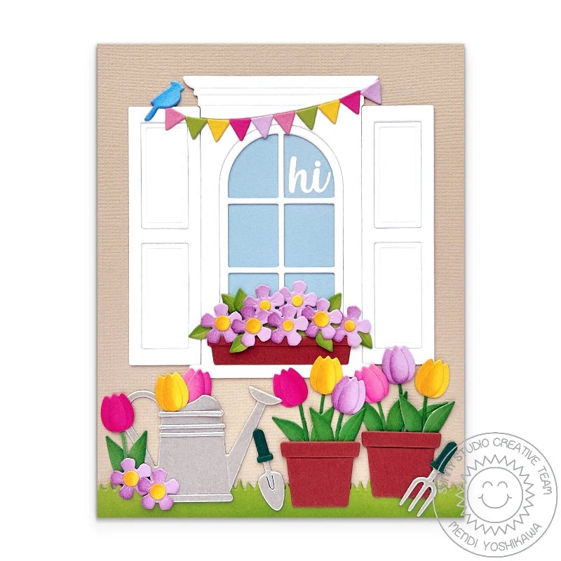 Sunny Studio Spring Garden Dies ssdie-365 flower pots