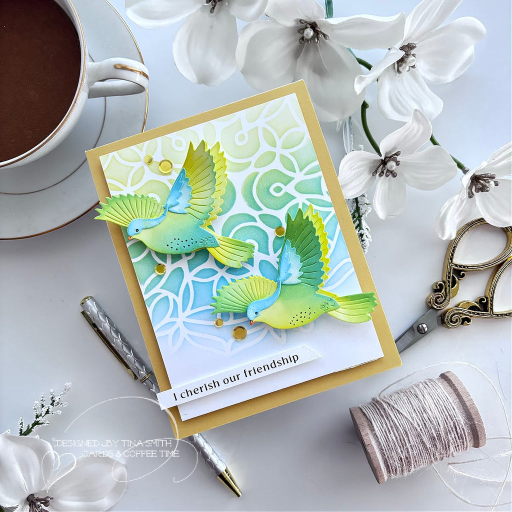 Simon Says Stamp Stencil Spring Floral Mandala 1014st Splendor Friend Card | color-code:ALT03