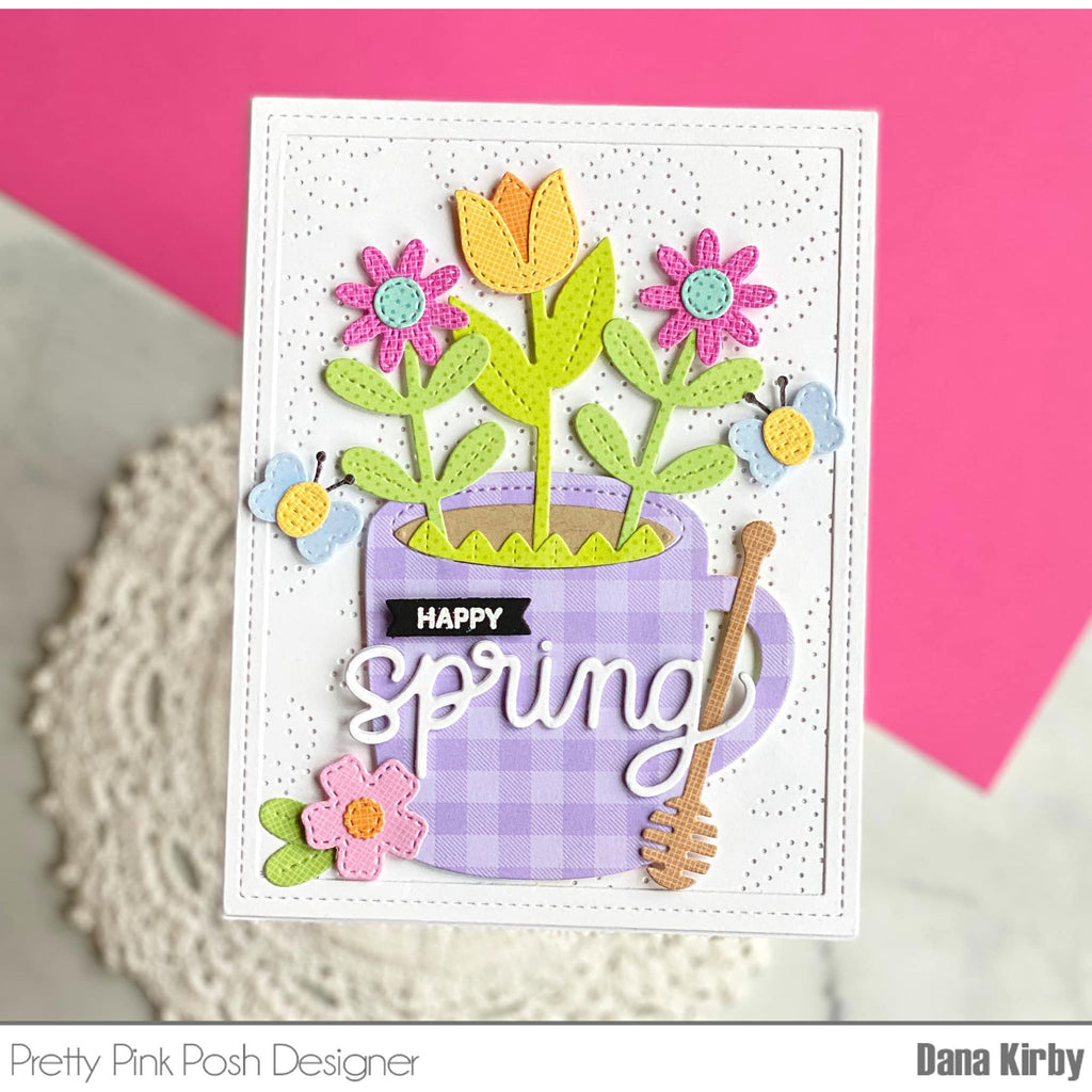 Pretty Pink Posh Pierced Leafy Vines Plate Die happy spring