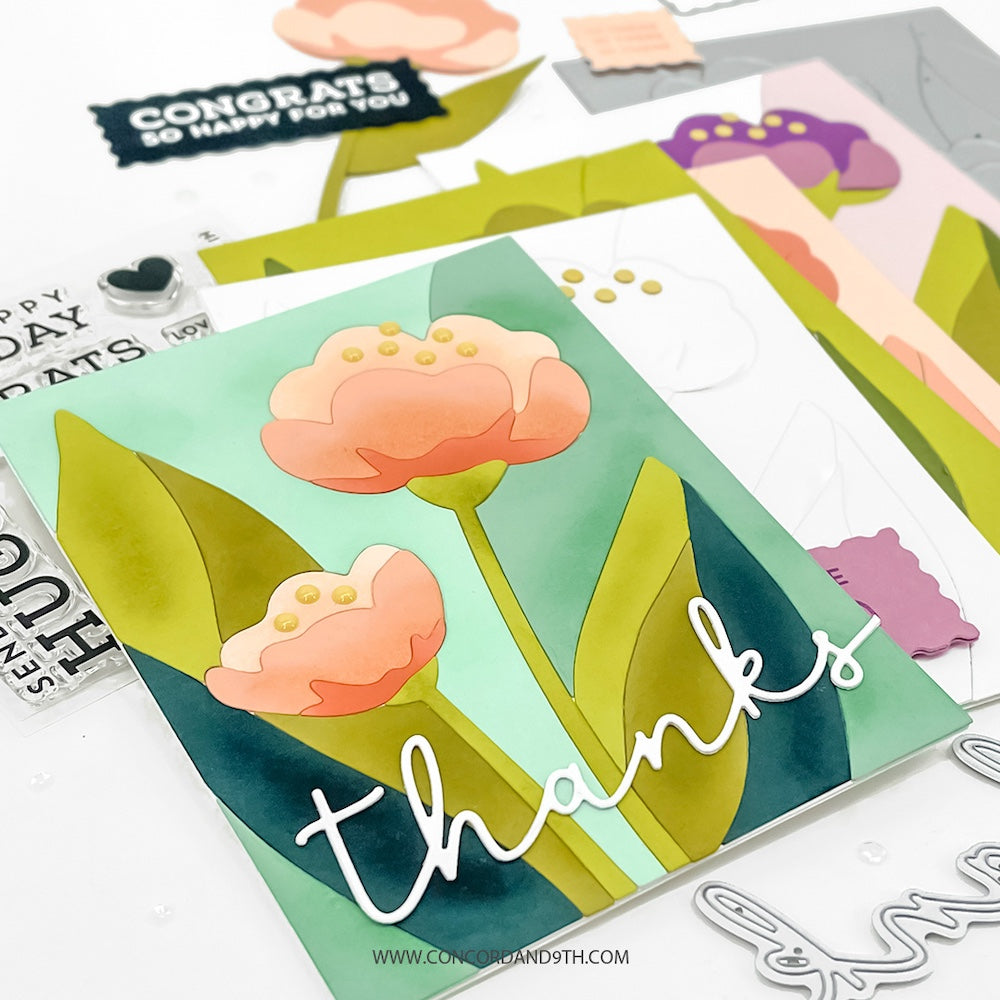 Concord & 9th Spring Print Sentiments Die Set 12124 thanks
