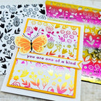 Spring card with ombre foiling and sentiment 'you are one of a kind' with butterfly