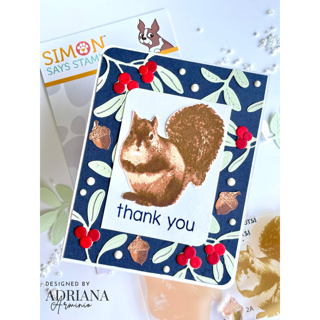 Simon Says Stamps and Dies Squirrely Birthday set1041sb STAMPtember and Thank You Card