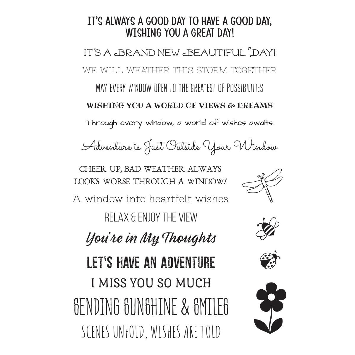 stp-222 Spellbinders Sending Sunshine Sentiments Clear Stamps