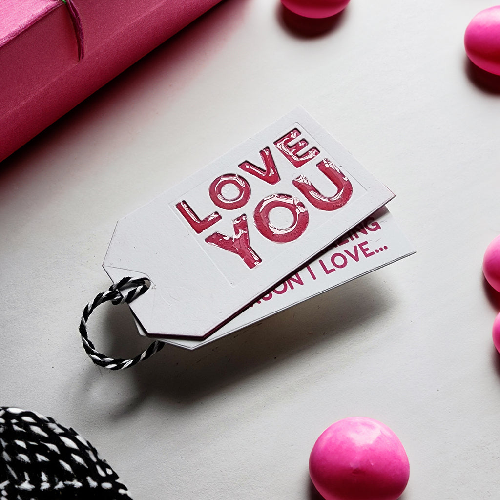 CZ Design Wafer Dies Stacked Love You czd225 Smitten Love Tag