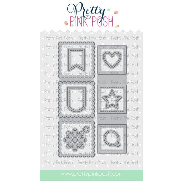 Pretty Pink Posh Stacked Squares Dies