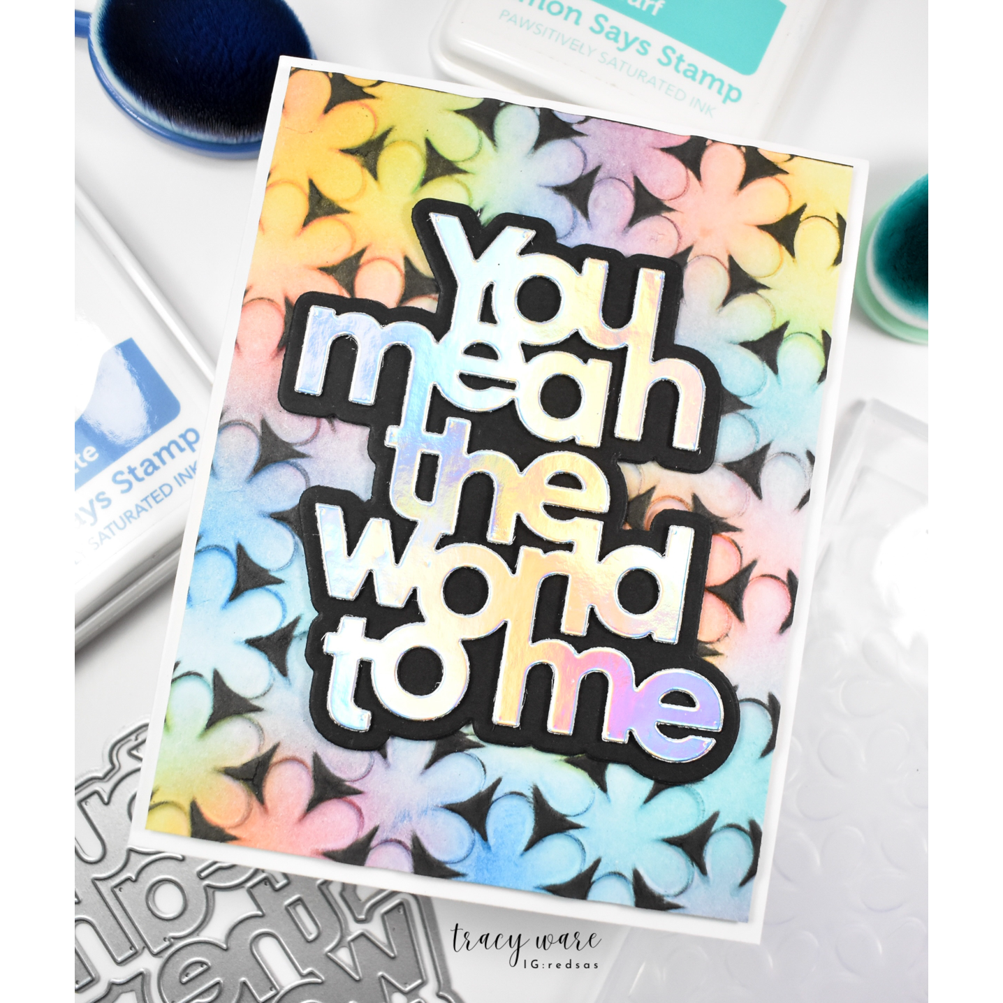 Simon Says Stamp Embossing Folder Stacked Blooms sf509 Rain or Shine Friend Card | color-code:ALT05