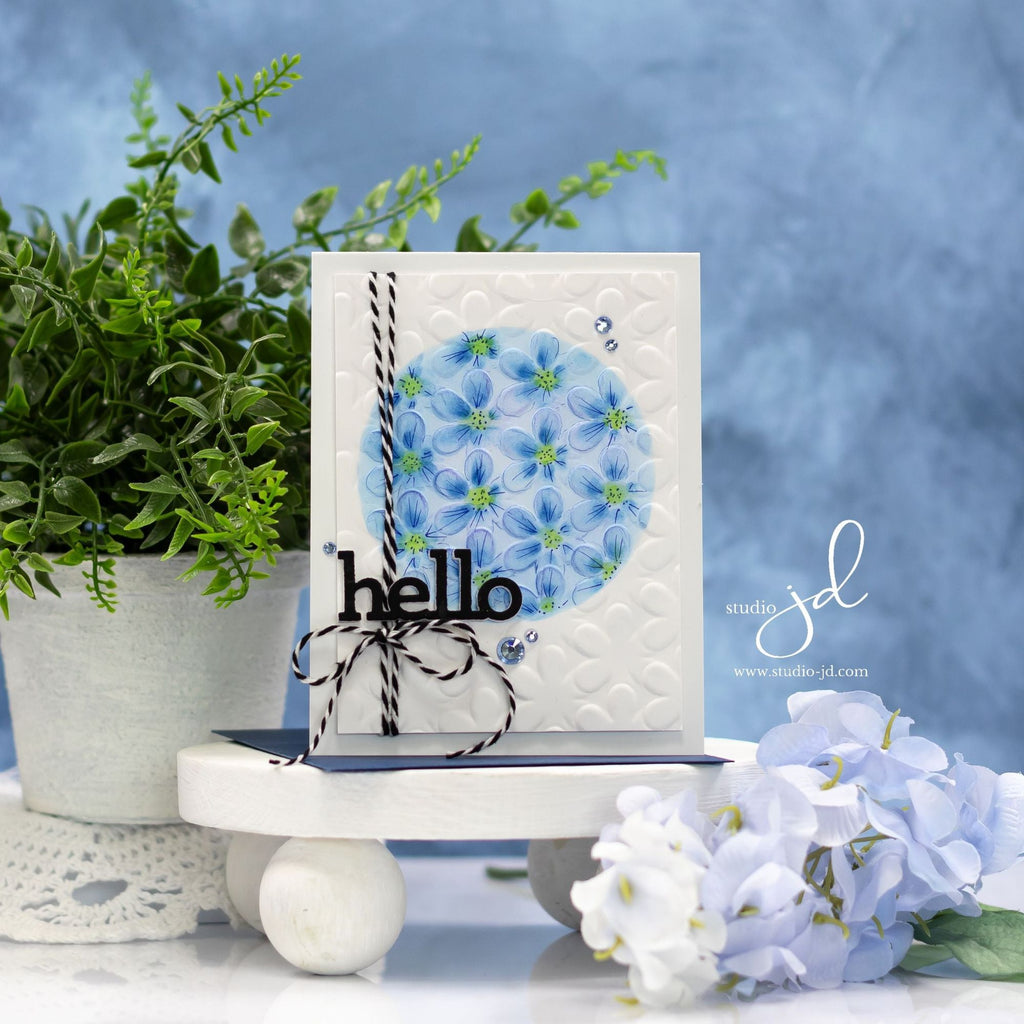 Simon Says Stamp Embossing Folder Stacked Blooms sf509 Rain or Shine Hello Card | color-code:ALT01