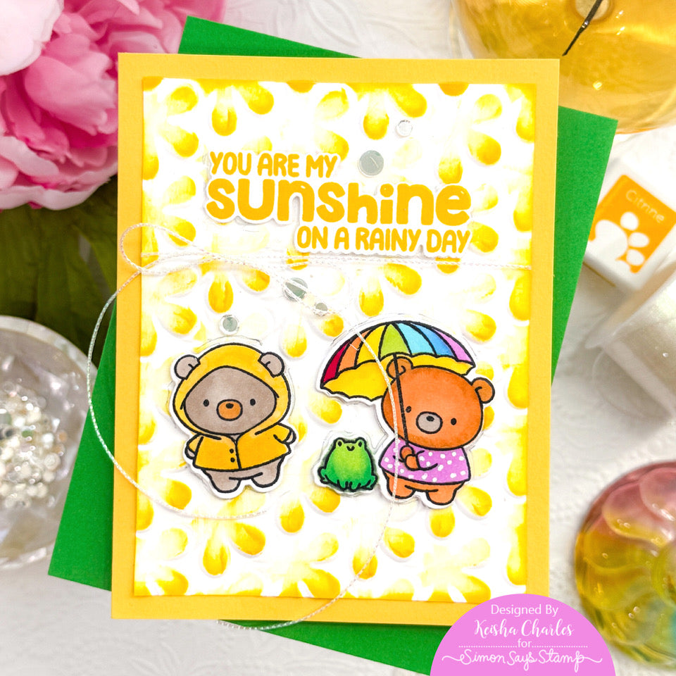 Simon Says Stamp Embossing Folder Stacked Blooms sf509 Rain or Shine You are My Sunshine Card | color-code:ALT03