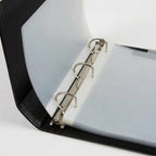 Stampabilities Black Faux Leather Stamp Storage Binder D-Rings Close Up