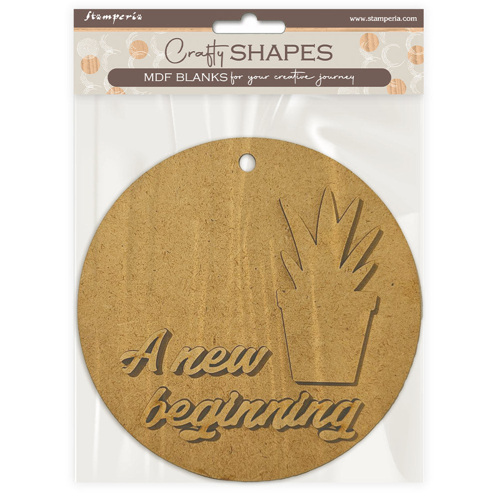 Stamperia A New Beginning Crafty Shapes Round Tag With Plant klsm84 plant