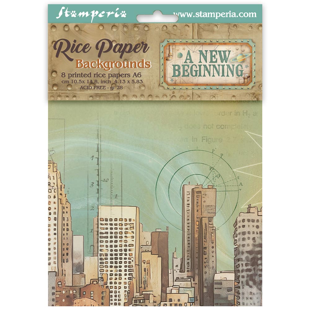 Stamperia A New Beginning Rice Paper A6 Backgrounds dfsak6052 buildings