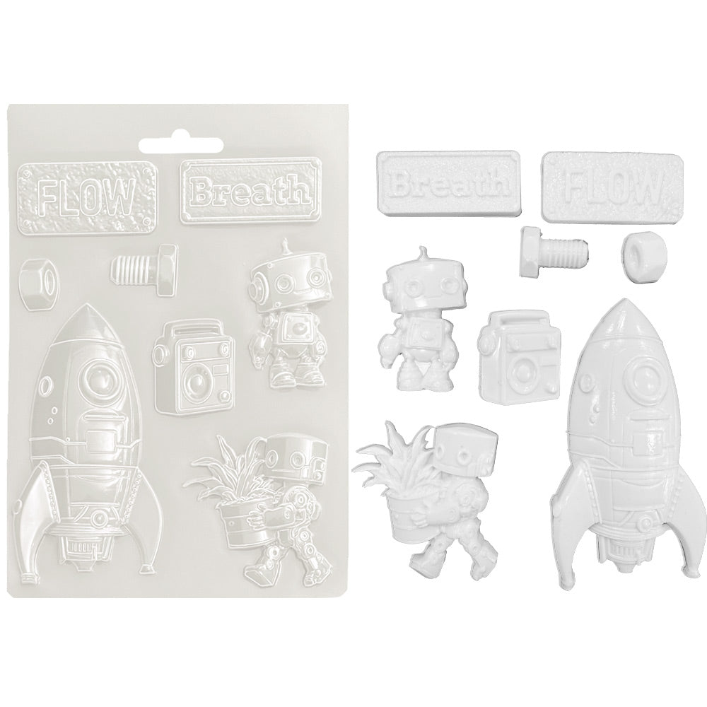 Stamperia A New Beginning Spaceship And Robot A5 Soft Mold k3pta5679 flow