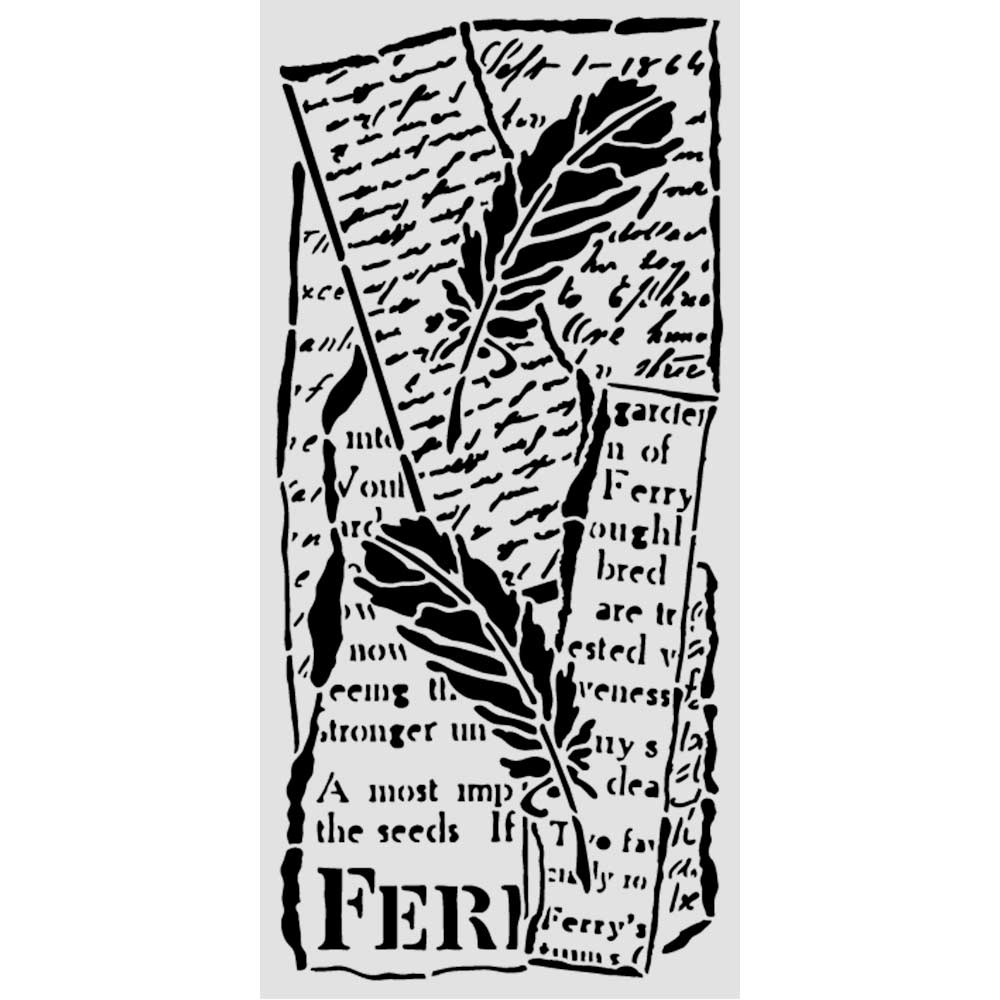Stamperia All Around Letter And Feathers 10x5 Stencil kstdl159