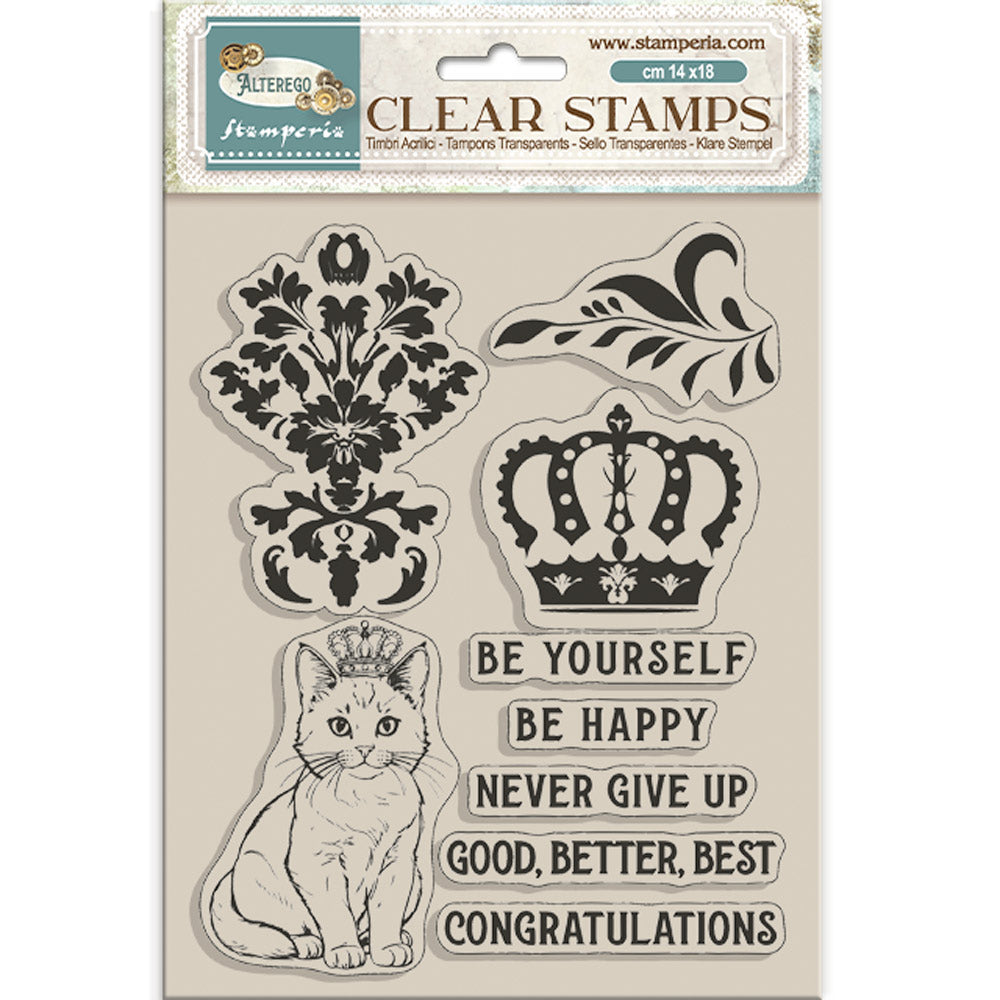 Stamperia Alterego Crown And Cat Clear Stamps wtk202