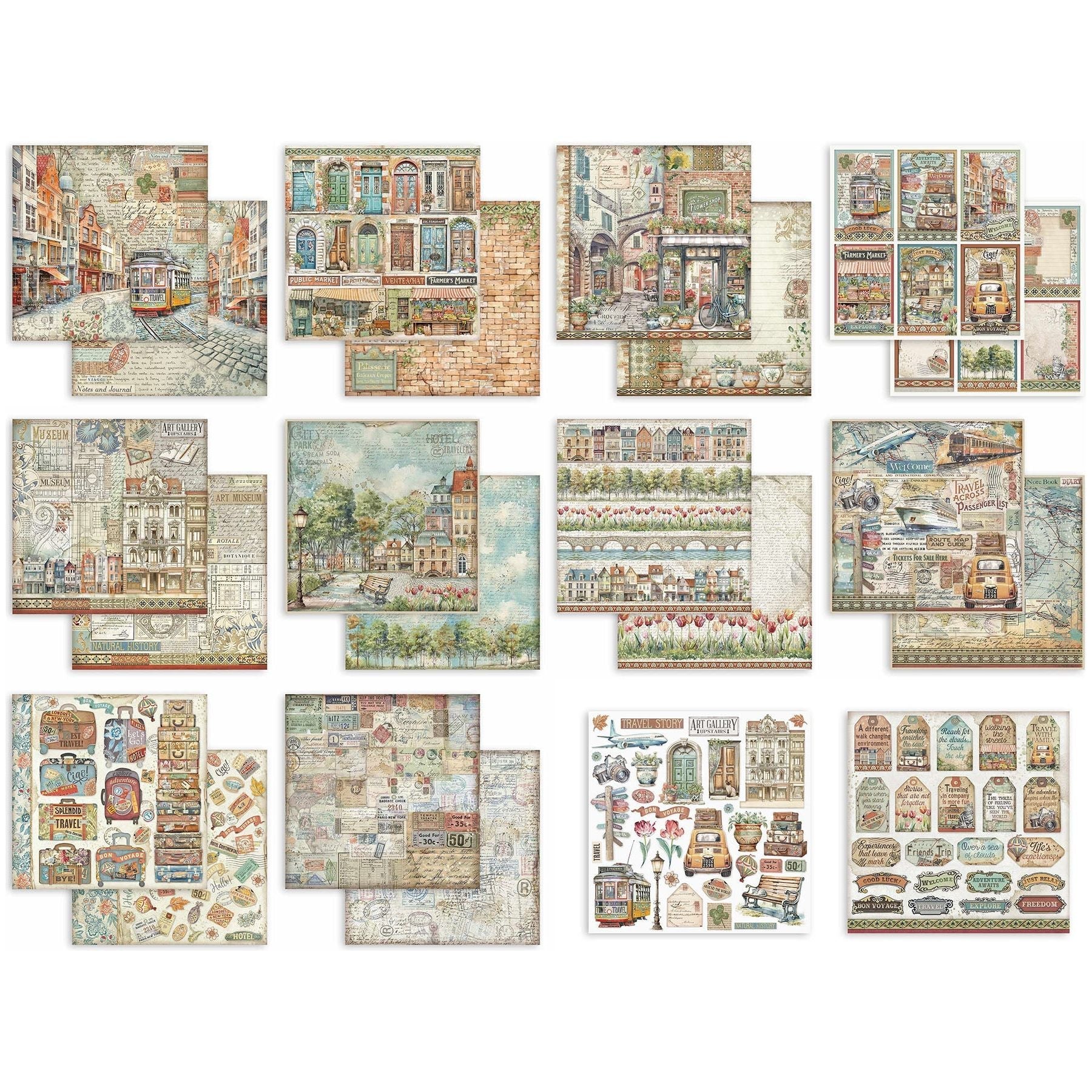 Stamperia Art Of Travelling 12x12 Paper sbbl164 pages