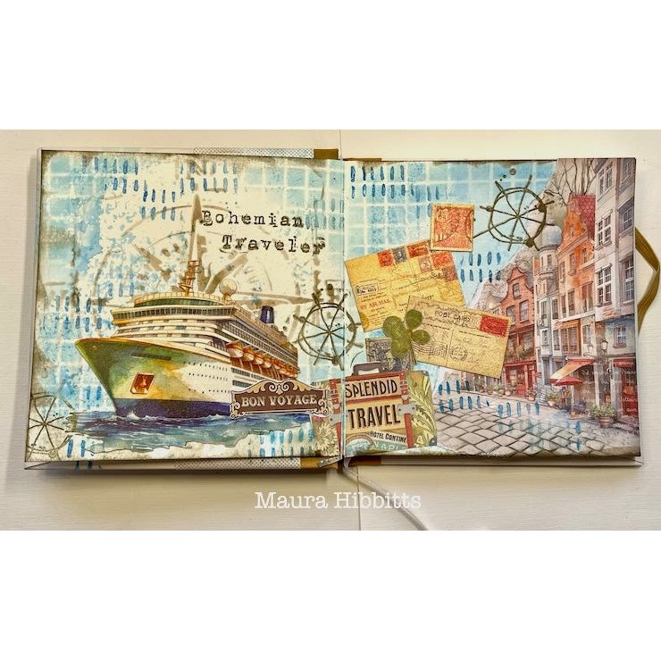 Stamperia Art Of Travelling 8x8 Paper sbbs120 postcards | color-code:ALT01