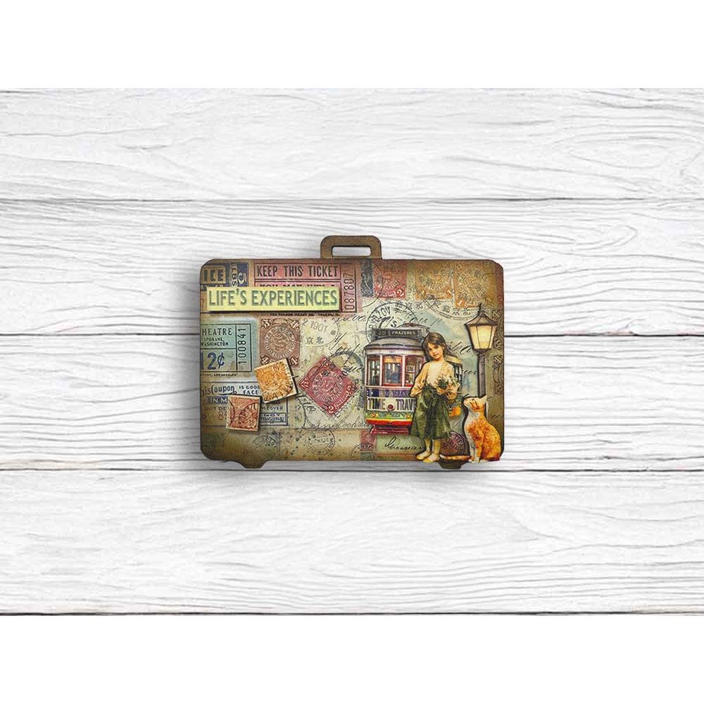 Stamperia Art Of Travelling Suitcases Crafty Shapes klsm33 ginger cat