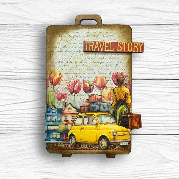 Stamperia Art of Travelling Assorted Die Cuts dfldc131 yellow car