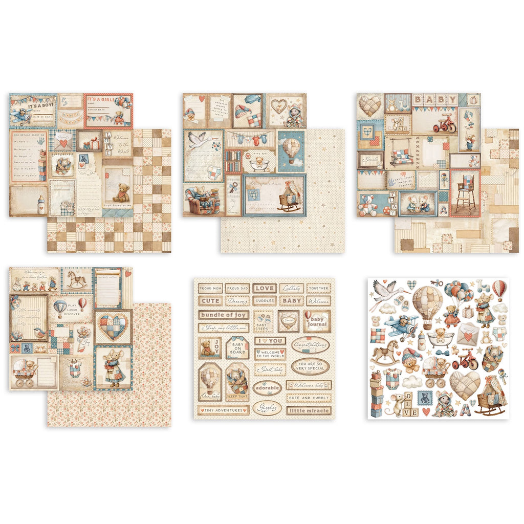 Stamperia Baby 8x8 Mini Paper Pad sbbms001 pieces