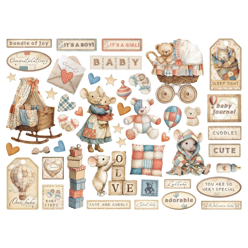 Stamperia Baby Assorted Die Cuts dfldc125 pieces