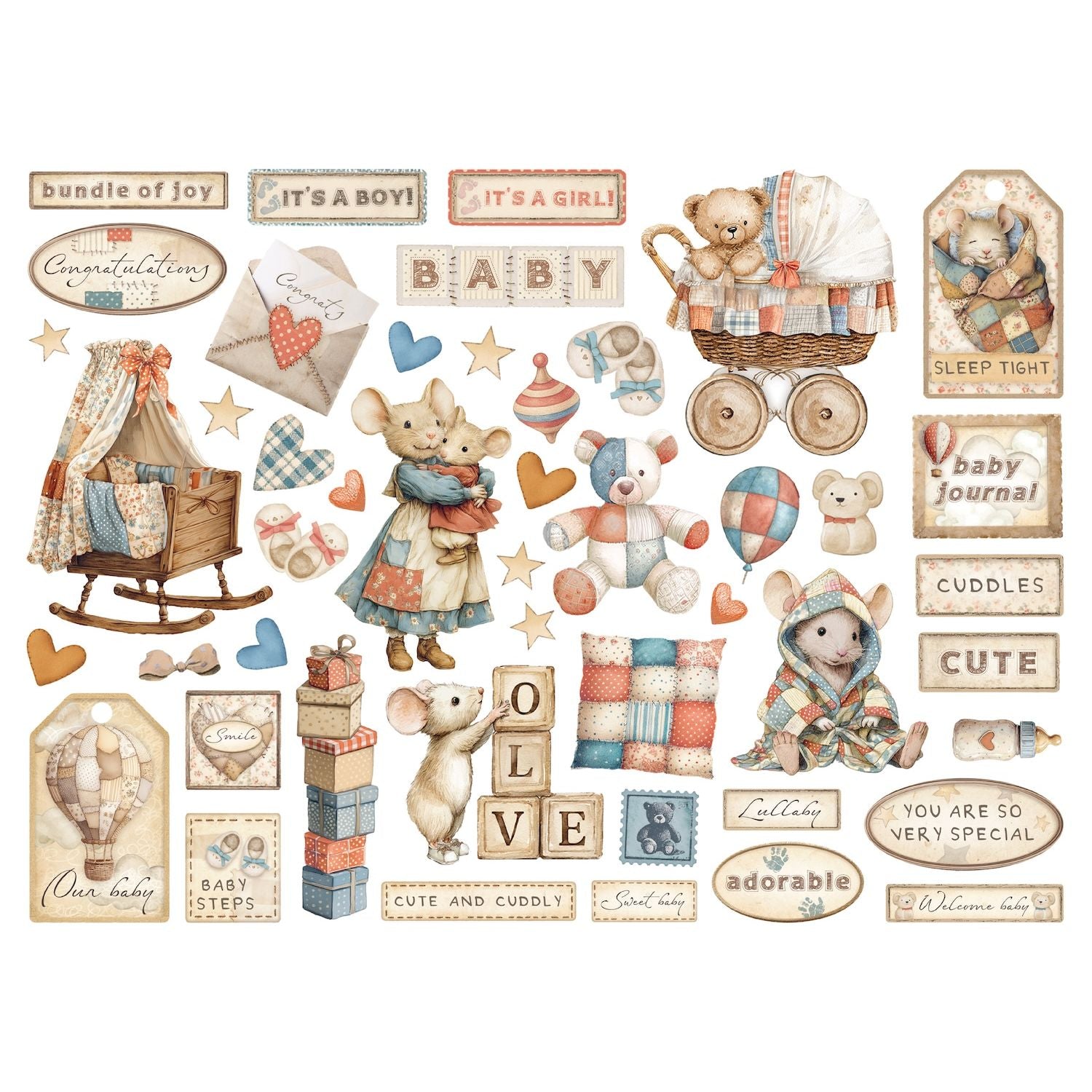 Stamperia Baby Assorted Die Cuts dfldc125 pieces