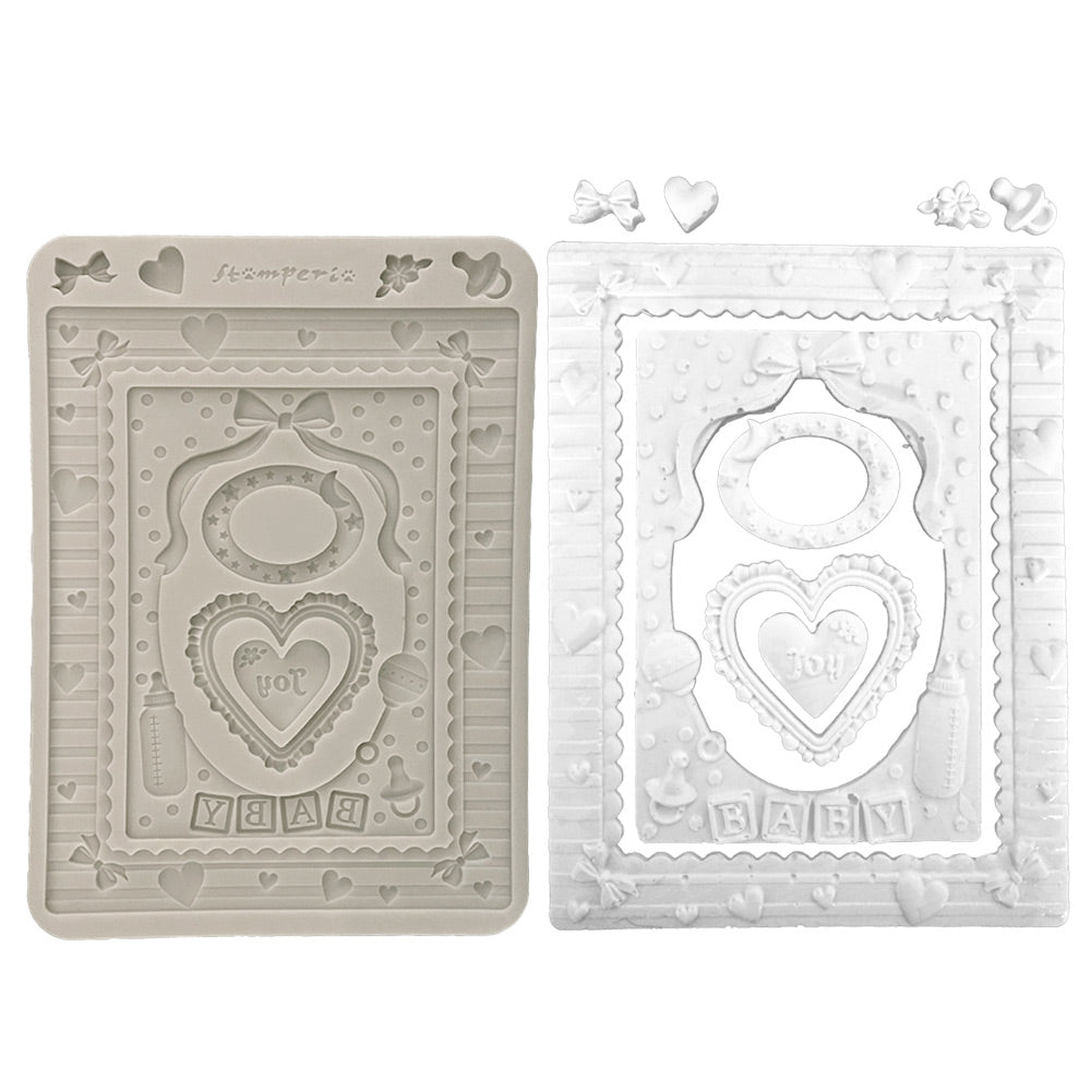 Stamperia Baby Frames And Hearts A5 Silicone Mold kacma602

