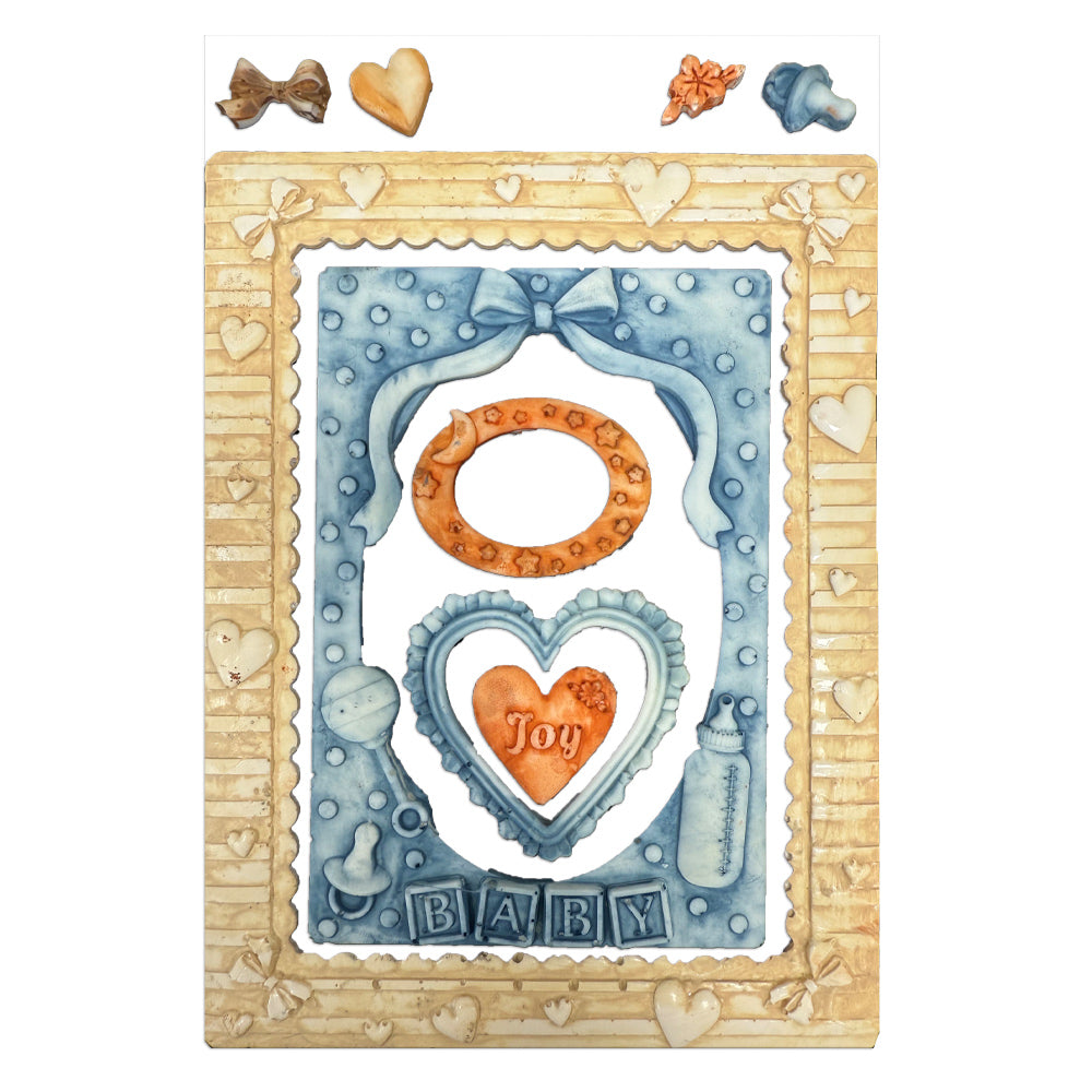 Stamperia Baby Frames And Hearts A5 Silicone Mold kacma602 joy