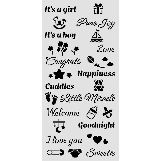 Stamperia Baby Quotes Stencil kstdl144
