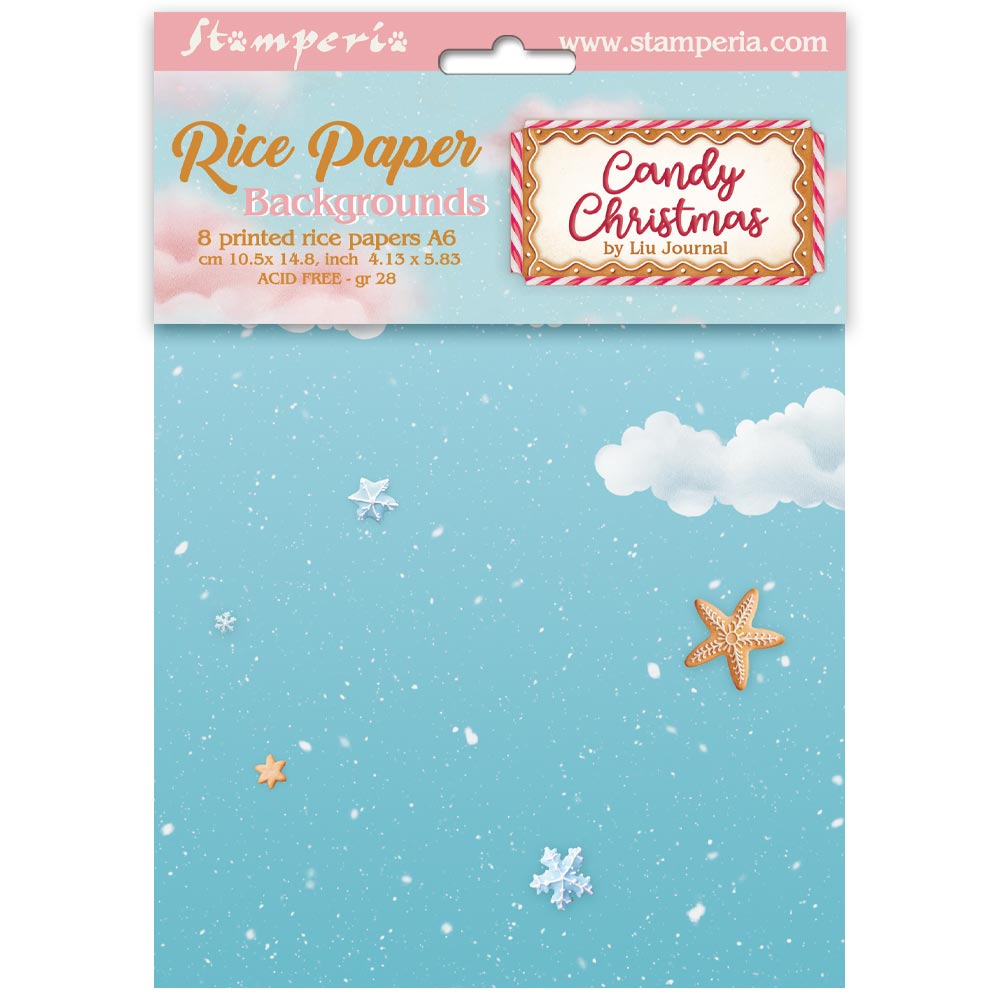 Stamperia Candy Christmas A6 Backgrounds Rice Paper dfsak6043