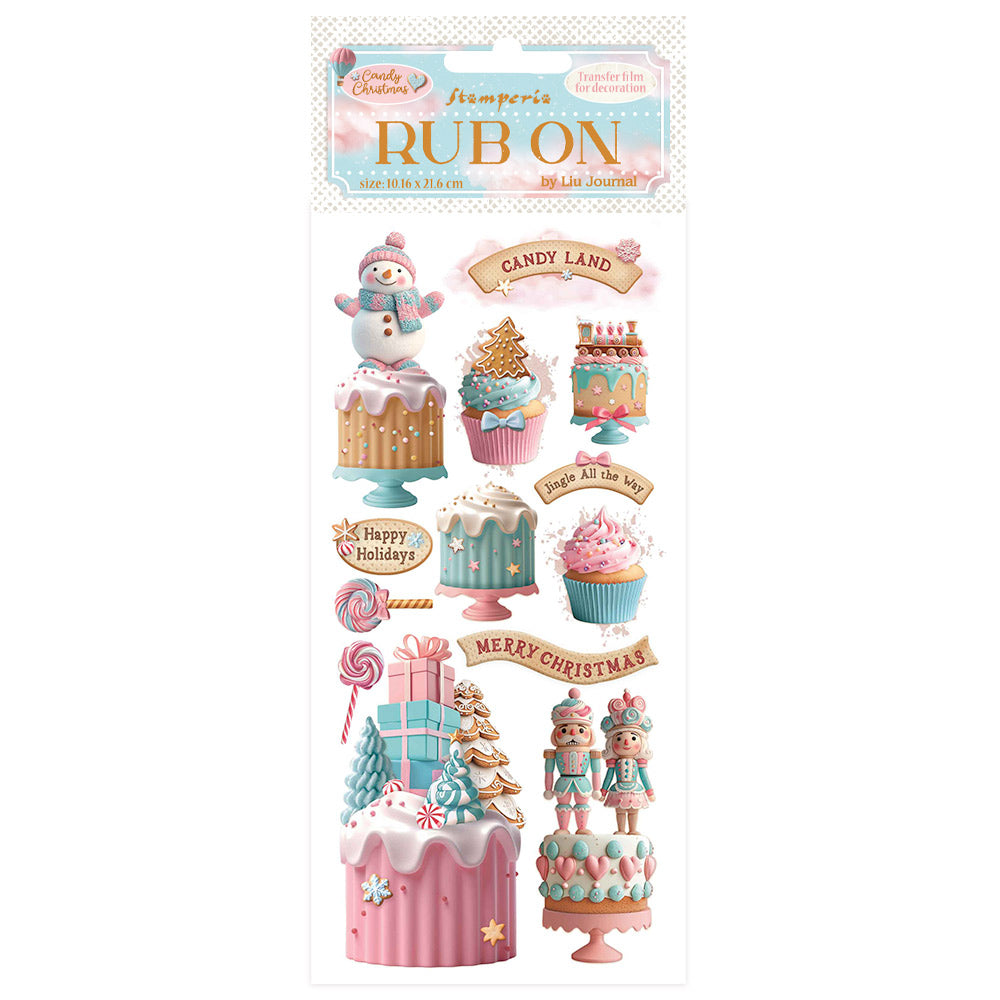 Stamperia Candy Christmas Cakes Rub Ons dflrb175