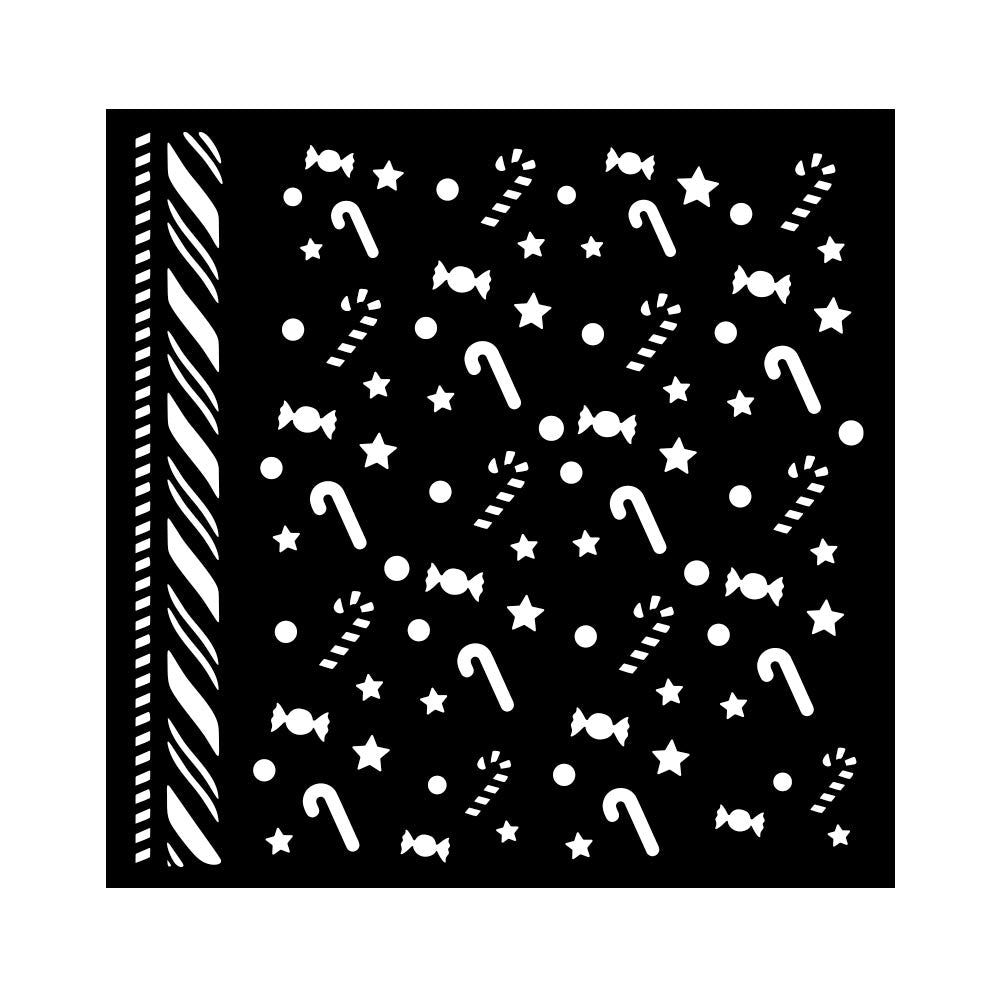 Stamperia Candy Christmas Candycanes Pattern Stencil kstdq124