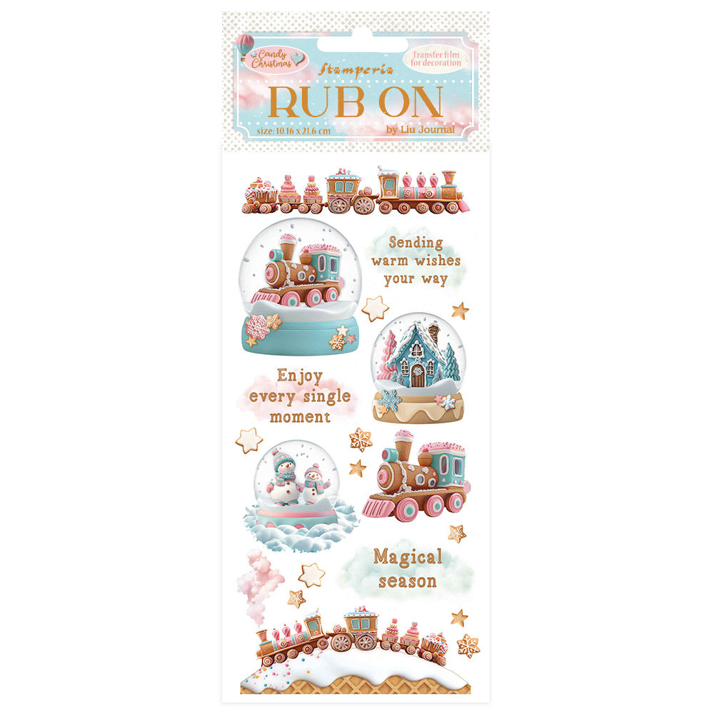 Stamperia Candy Christmas Snowglobes Rub Ons dflrb174