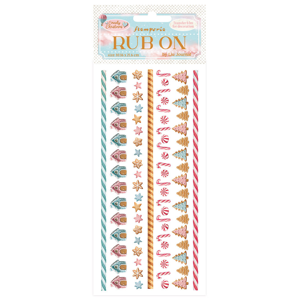 Stamperia Candy Christmas Stripes Rub Ons dflrb177