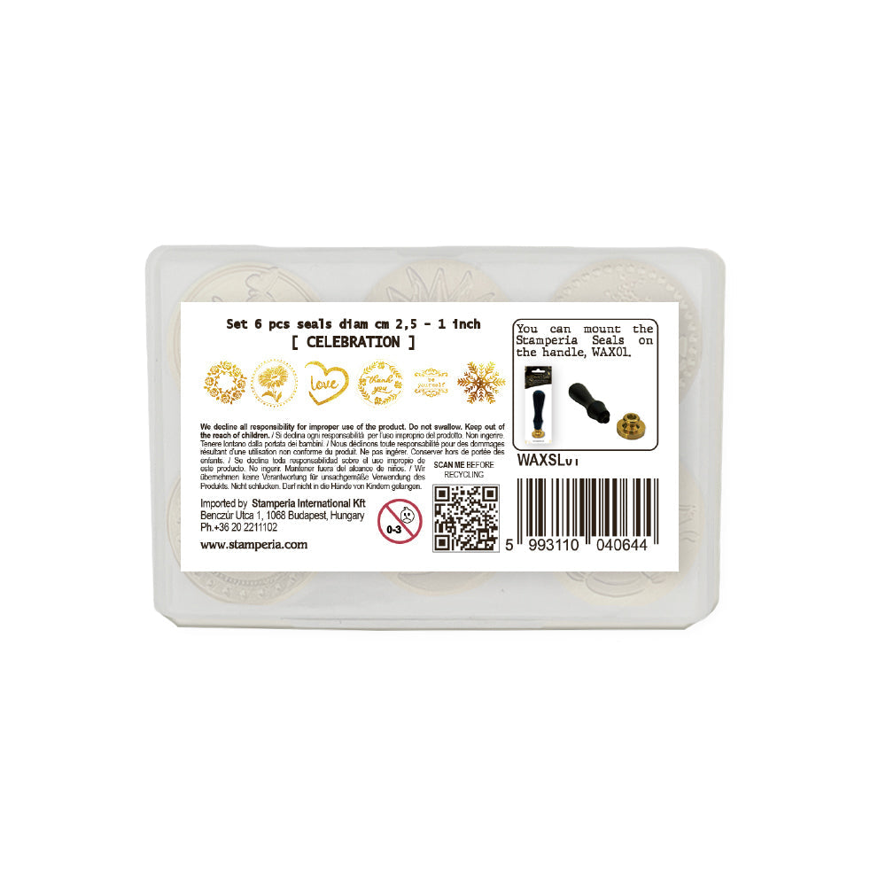 Stamperia Celebration Wax Seals Stamps Set waxsl02 box back