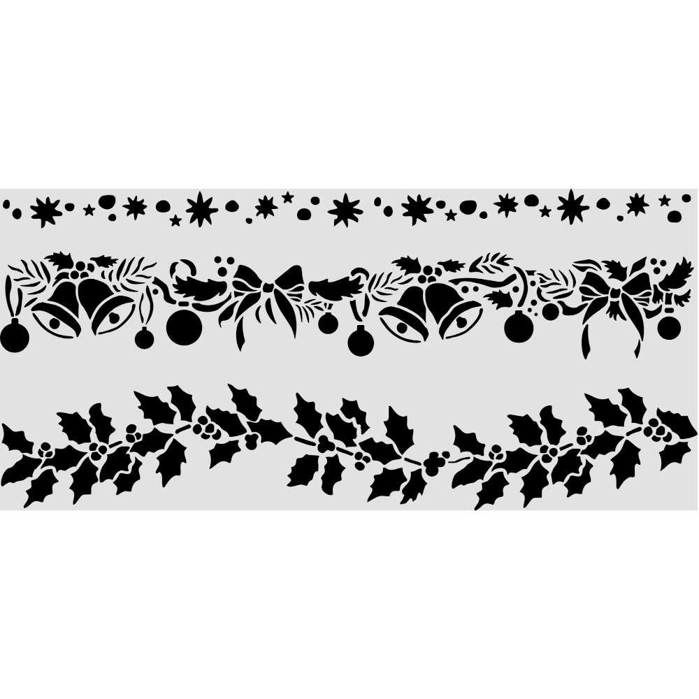 Stamperia Christmas Borders 10x5 Stencil kstdl170
