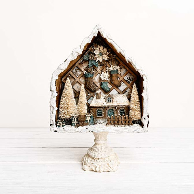 Stamperia Christmas Cottage A5 Silicone Mould kacma619 house fence stockings