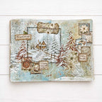 Stamperia Christmas Deers 10x5 Stencil kstdl169 house with snow flowers snow trees