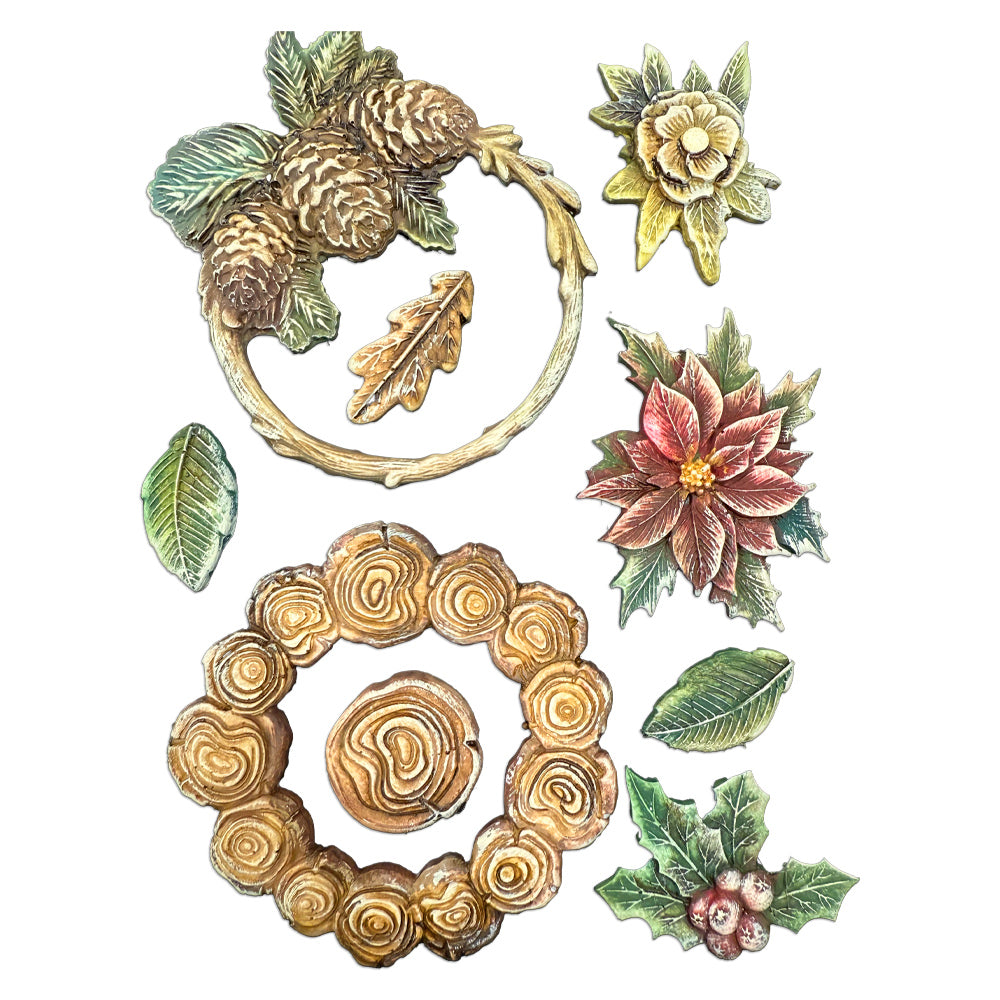 Stamperia Christmas Garlands A5 Silicone Mould kacma618 acorns leaves berries