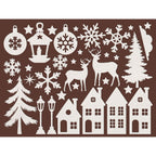 Stamperia Christmas Laser Cut Paper Shapes sbcu002 snowflake deer houses