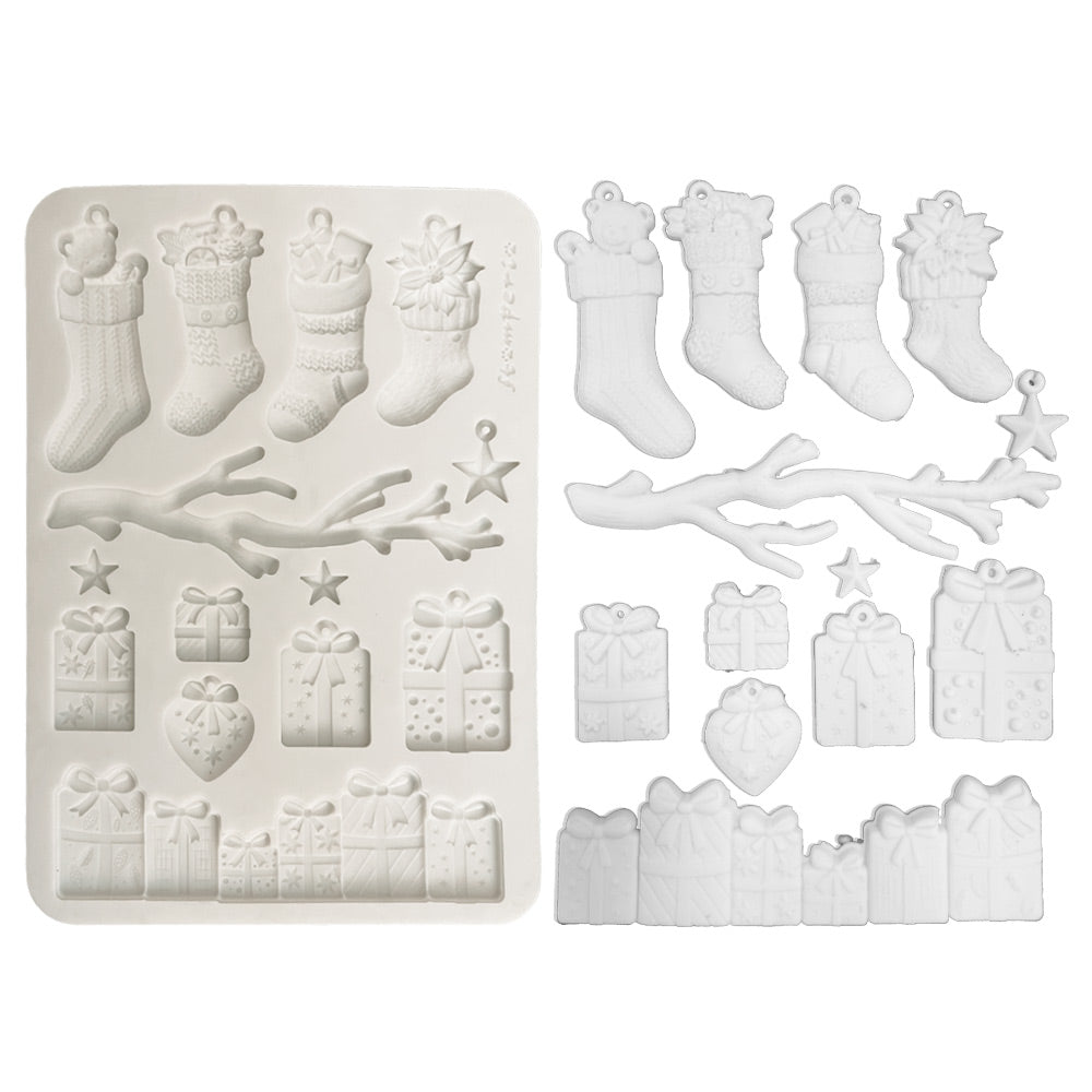 Stamperia Christmas Socks And Presents A5 Silicone Mould kacma620