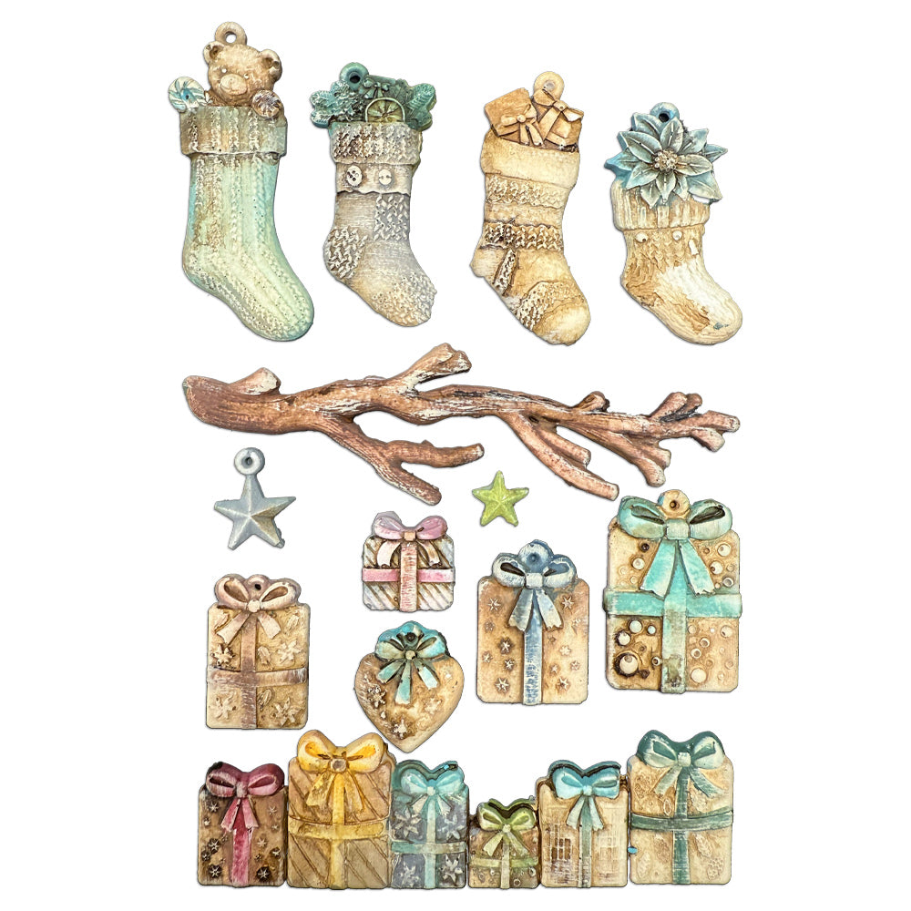 Stamperia Christmas Socks And Presents A5 Silicone Mould kacma620 stockings gifts branch